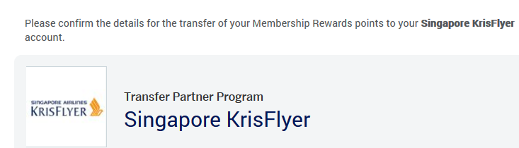 AmEx to Krisflyer transfer