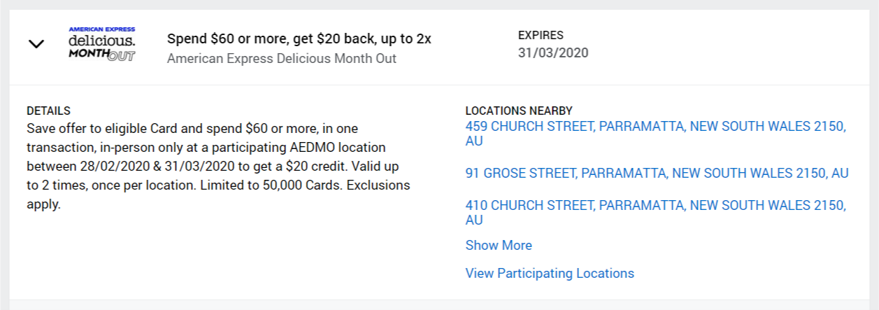 Amex spend $60, get $20 back offer