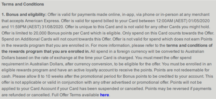 Amex Offer T&C's