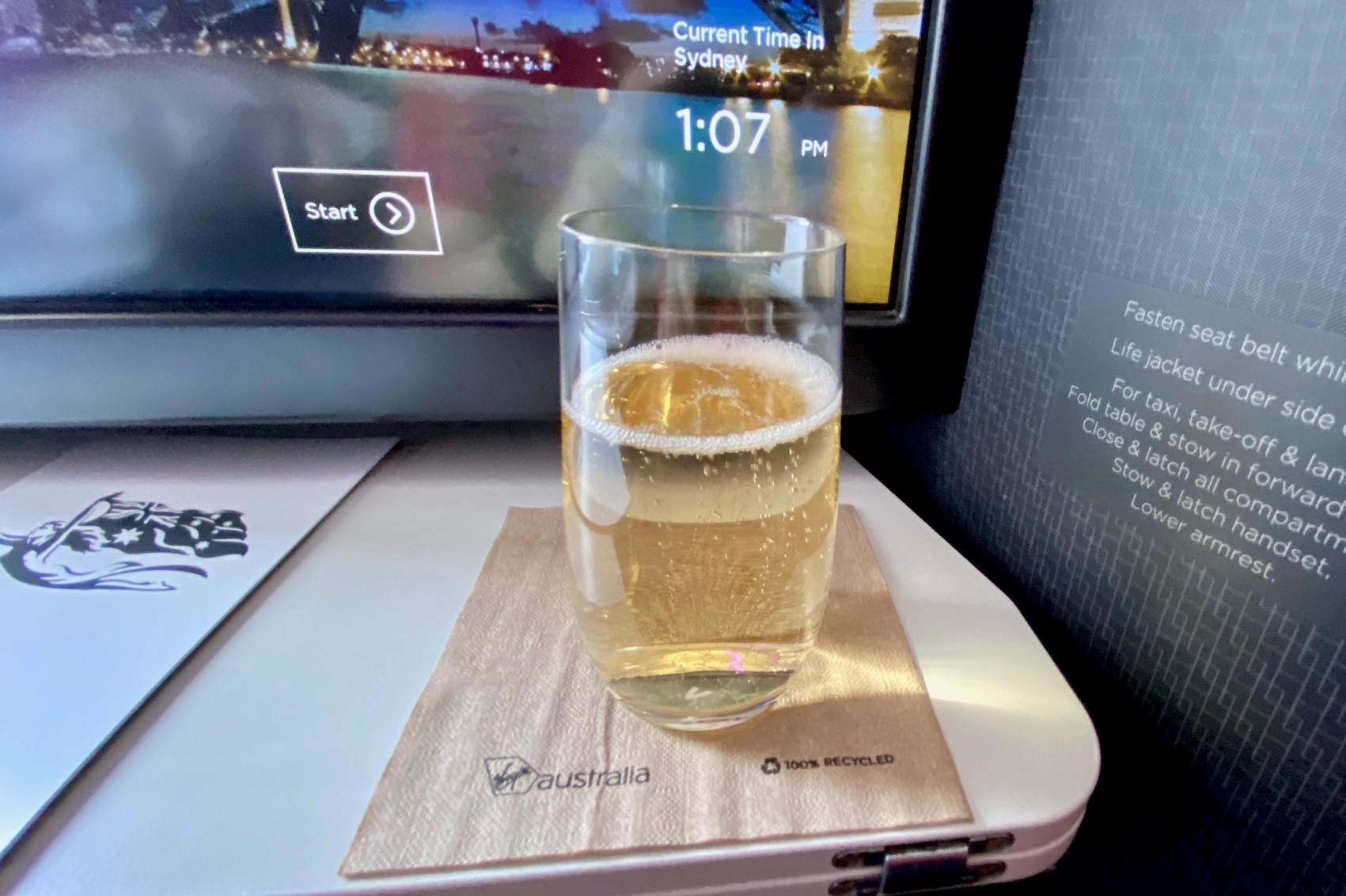 Welcome Drink, Virgin Australia A-330 Business Class