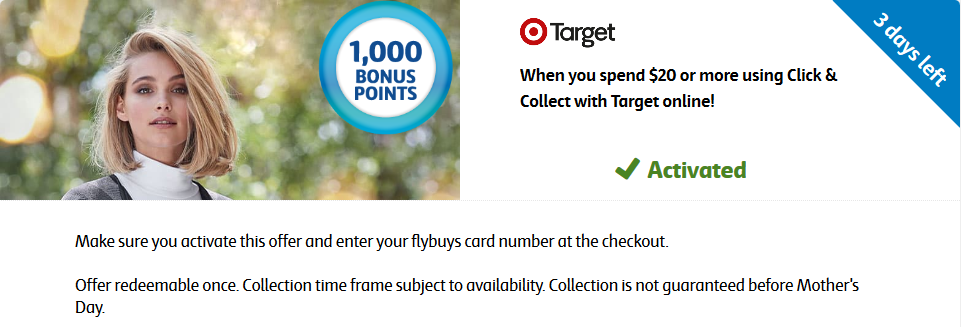 Target Click & Collect bonus flybuys points offer