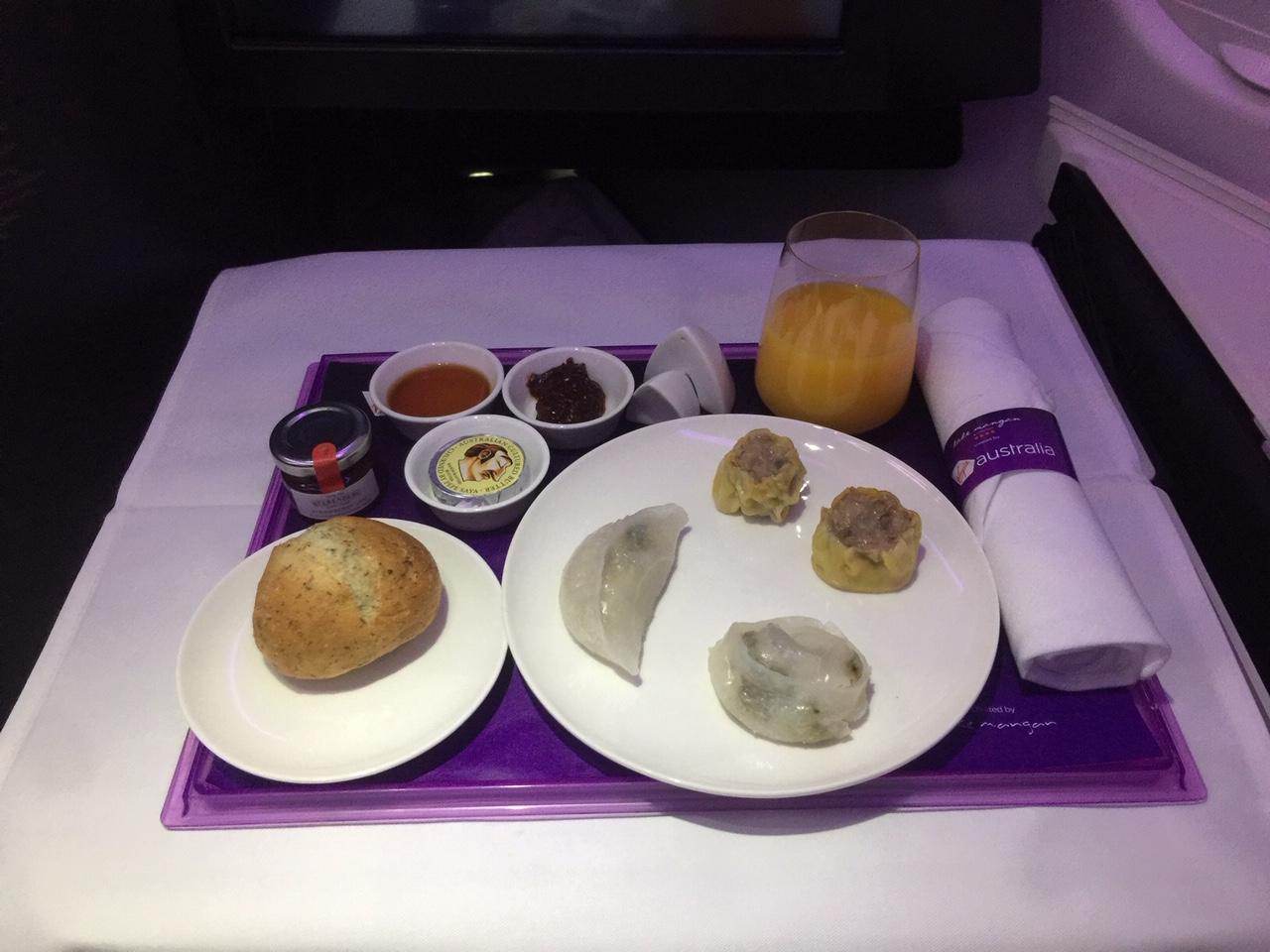 Virgin Australia Business Class pre-arrival meal