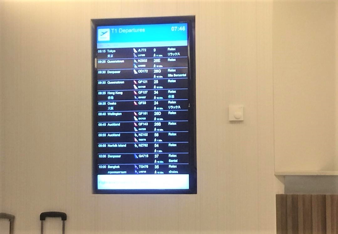 Flight Display Board, Amex Lounge, Sydney T1