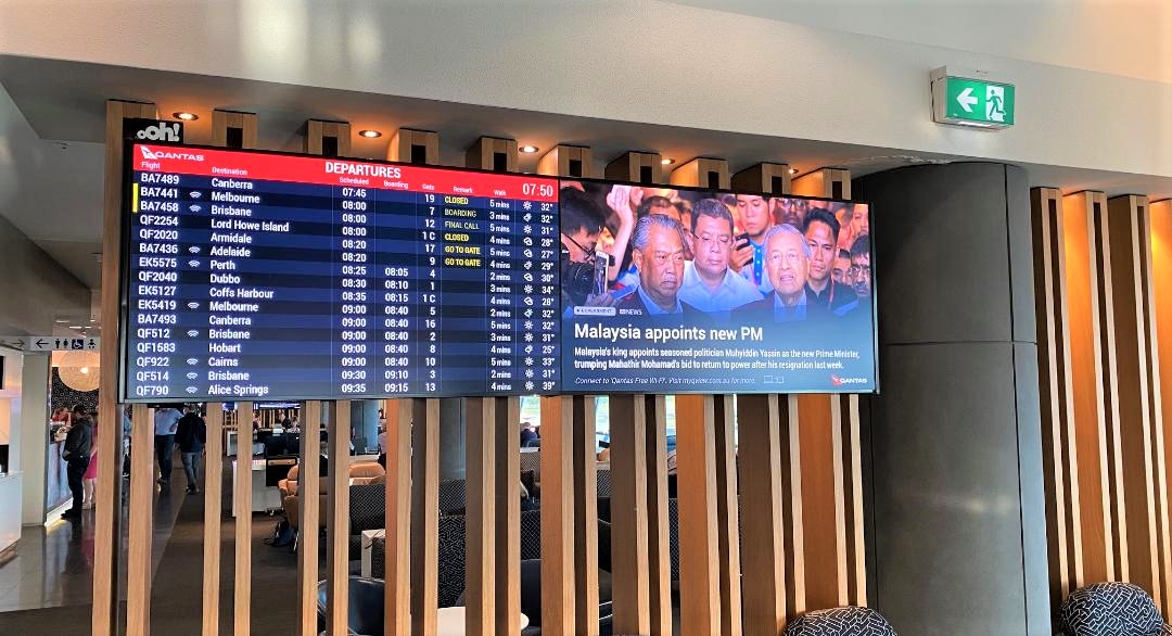 Flight Display Board, Qantas Domestic Business Lounge