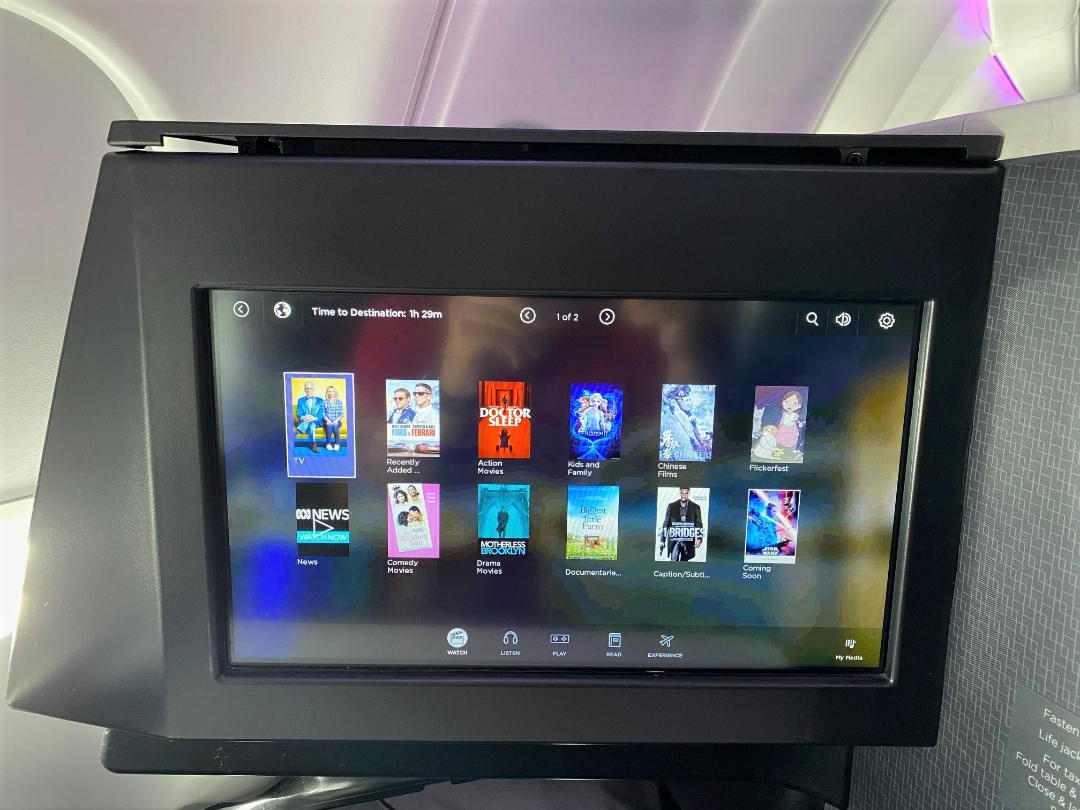 Virgin Australia A-330 Business Class, IFE Screen