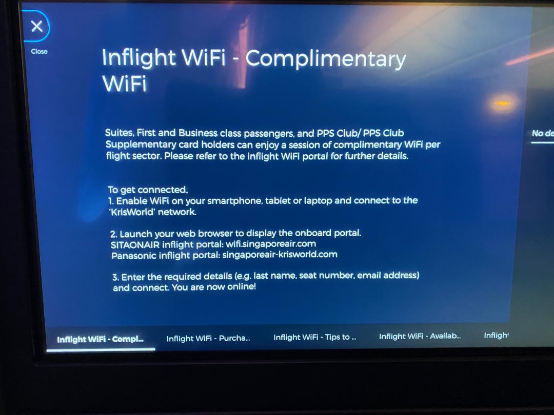 Wifi on Singapore Airlines