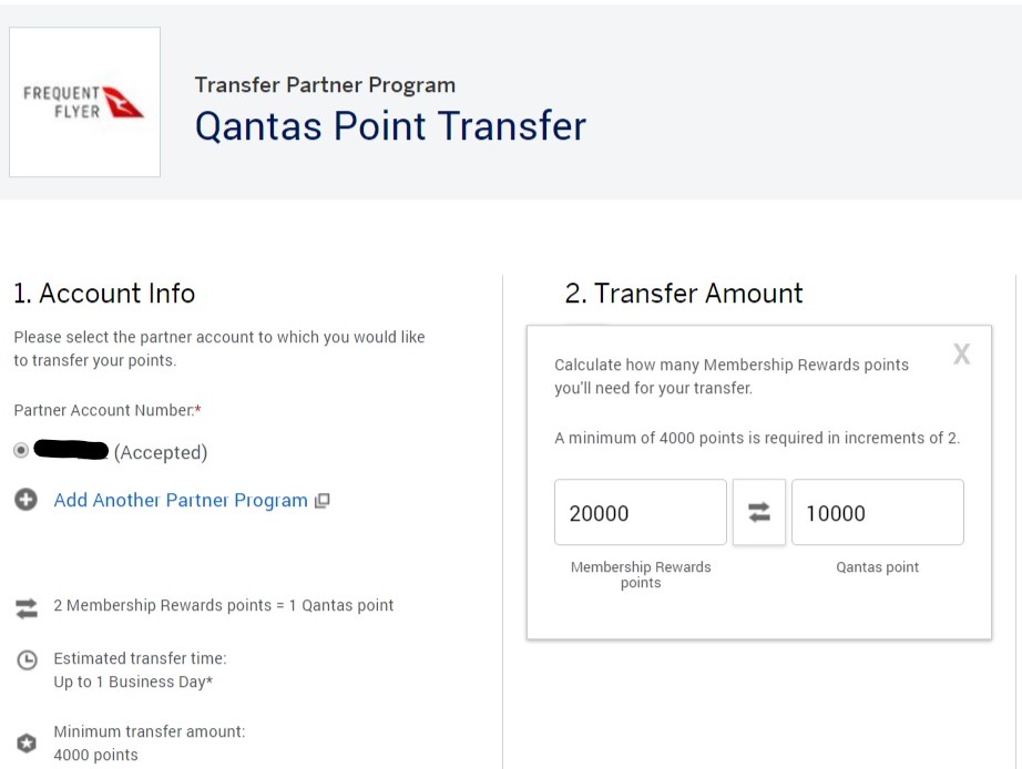 Transfer from Amex to Qantas