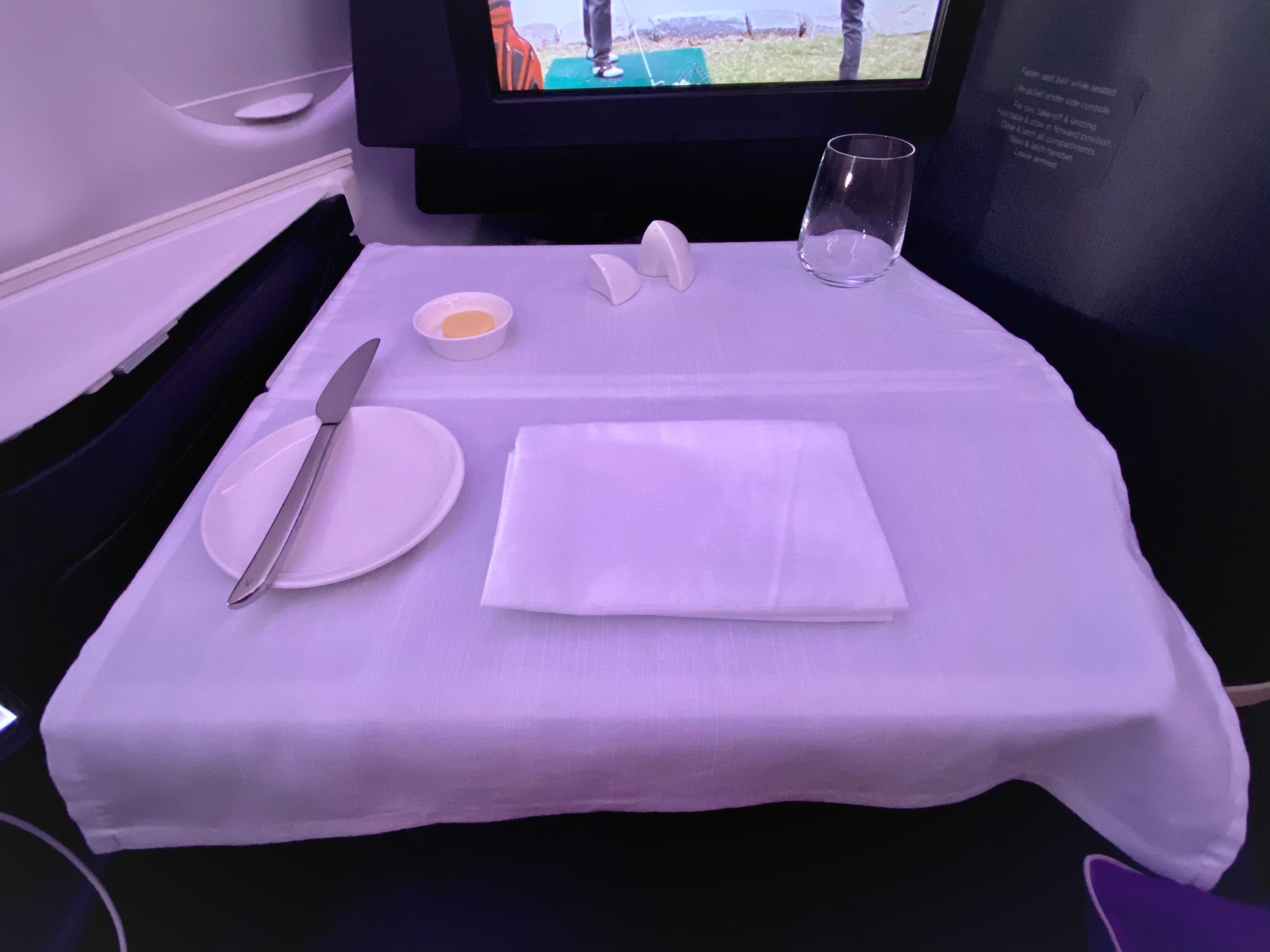 Virgin Australia A-330 Business Class Lunch Table