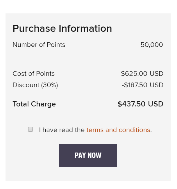 Marriott Points with 30% discount