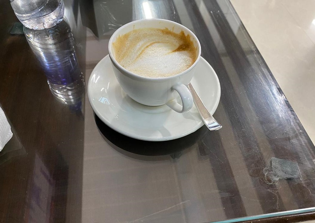 Cappucino at Amex Lounge Delhi Airport