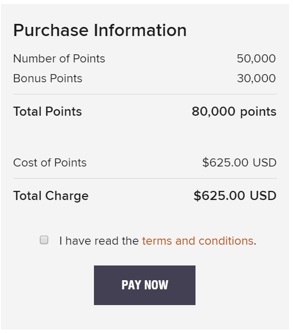 Marriott Points purchase price