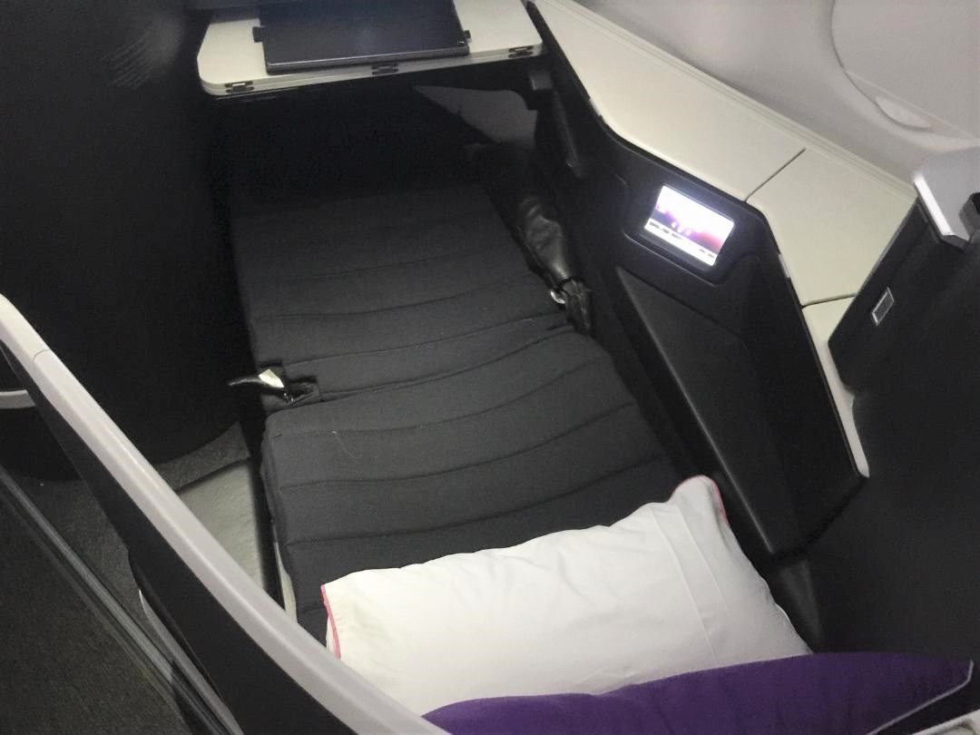 Virgin Australia A-330 Business Class Seat reclines in bed-mode