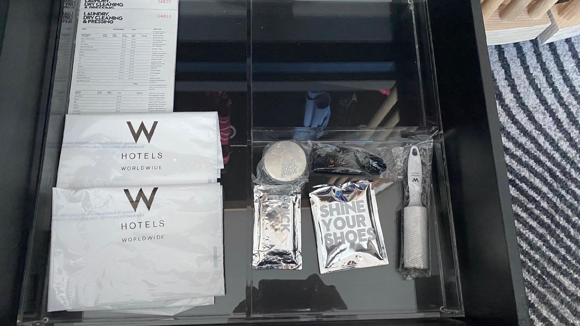 Shoe-shine kit & laundry bags, Fantastic Suite - W Brisbane