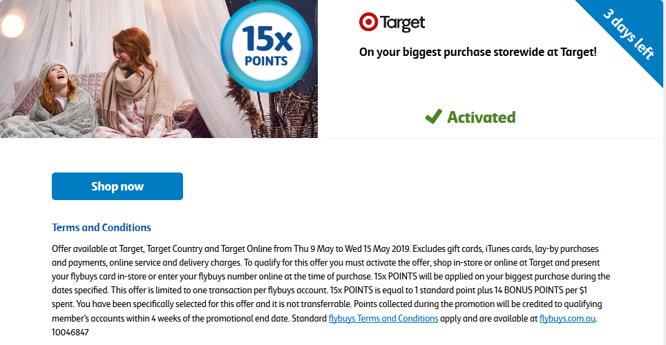 Target 15x points Storewide