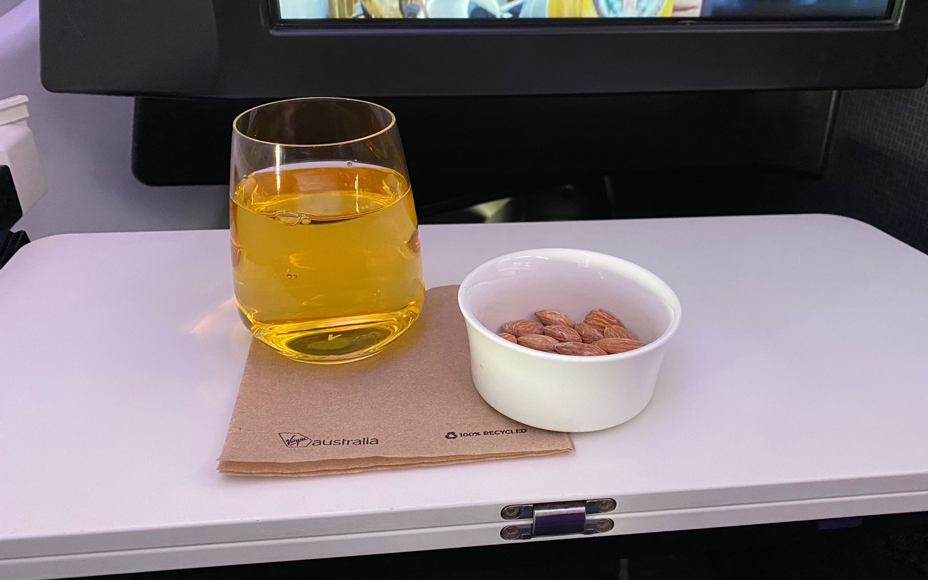 Pre meal drinks & nibbles, Virgin Australia A-330 Business Class