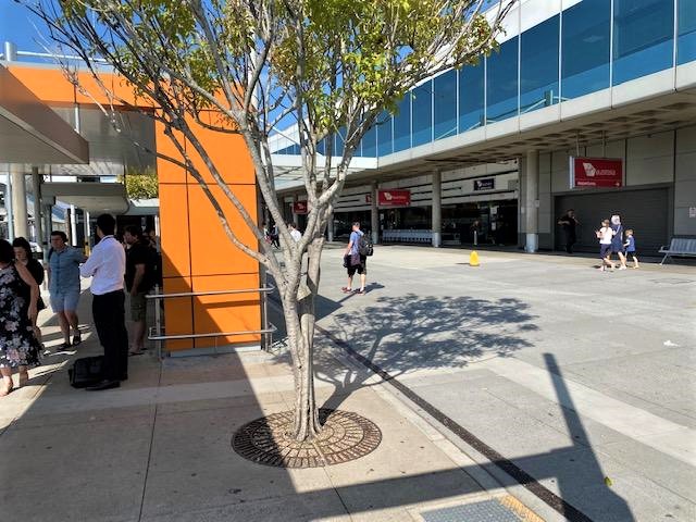 Inter-terminal shuttle stop at Brisbane Airport