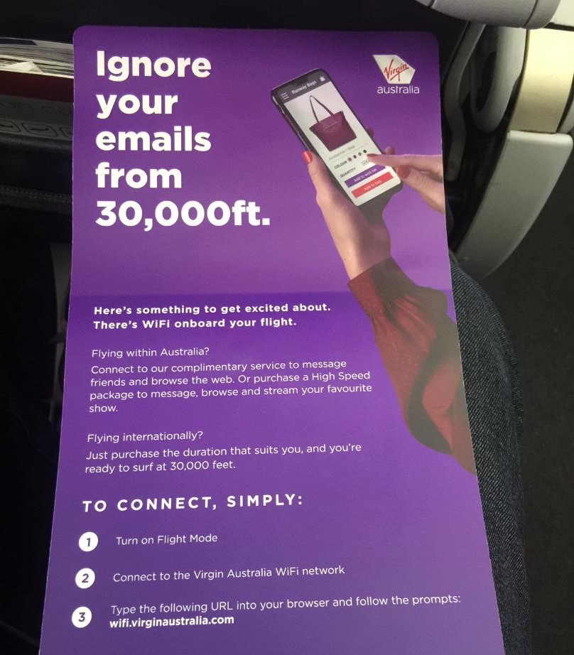 Free wifi on Virgin Australia