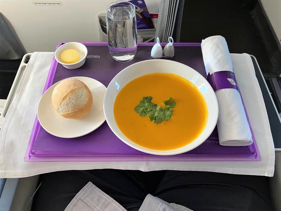 Pumpkin Soup on Virgin Australia Business Class